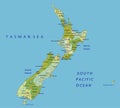 Highly detailed editable political map with separated layers. New Zealand.