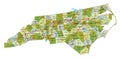 Detailed editable political map with separated layers. North Carolina. Royalty Free Stock Photo