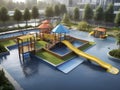 Highly Detailed Fantasy. Biopunk-Inspired Water Play Area for Modern Kids