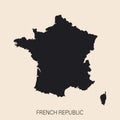 Highly detailed France map with borders isolated on background
