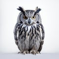 Highly Detailed Gray Owl In Graflex Speed Graphic Style