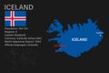 Highly detailed Iceland map with flag capital and small map of the world