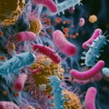 A highly detailed Illustration of Bacteria with Flagella