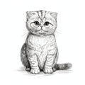 Highly Detailed Illustration Of A Dark Silver And White Kitten