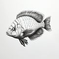 Highly Detailed Illustration Of A Fish In Black Ink