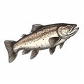 Salmon Fishing: Detailed Engraving Style Vector Illustration