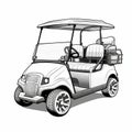 Free Golf Cart Vector Download: Ink And Wash Style Line Art Royalty Free Stock Photo
