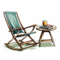 Intense Shading Wooden Rocking Chair With Drink And Cup