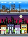 Commercial Downtown Buildings Scene Vector Illustration Collection