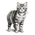 Hyperrealistic Illustration Of A Black And White Tabby Kitten