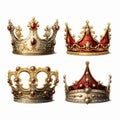 Highly Detailed Illustrations Of Four King Crowns In Joachim Wtewael Style