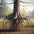 Shadows, emphasizing the texture and intricate structure of the roots Royalty Free Stock Photo