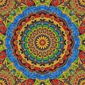 Highly detailed, intricate, and vibrant circular mandala artwork featuring complex, colorful symmetrical patterns Royalty Free Stock Photo