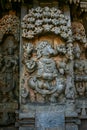 Highly detailed intrinsic carvings of Ganesha at 800 year old hindu temple at Somnathpur, Karnataka, India