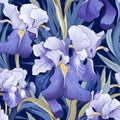 Highly Detailed Iris Vine Flower Vector Pattern - Seamless Illustration Royalty Free Stock Photo