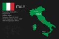 Highly detailed Italy map with flag  capital and small map of the world Royalty Free Stock Photo