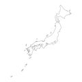 Highly detailed Japan map with borders isolated on background