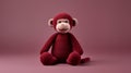 Highly Detailed Knitted Monkey On Red Wall - Classic Still-life Toycore