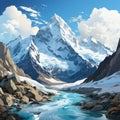 Highly Detailed Lhotse Mountain Sticker - Realistic Illustration