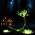 highly detailed magical and enchanted fairy tale forest Royalty Free Stock Photo