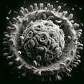 A highly detailed microscopic view of a cluster of cells.