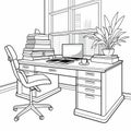 Office Workspace Coloring Page In Maya Lin Style