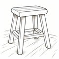 Precise Linework Illustration Of An Old Stool With Feet On The Floor