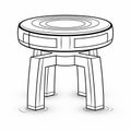 Architectural Illustrator\'s Bold Manga Style Circular Stool