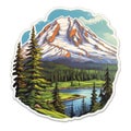 Highly Detailed Mount Rainier Sticker - Realistic Mountain Scene