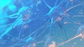 Blue color displays cell structure and brain patterns. Some neurons glow in soft light blue in a highly detailed textured display