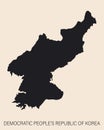 Highly detailed North Korea map with borders isolated on background