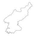 Highly detailed North Korea map with borders isolated on background