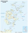 Highly detailed Orkney Islands road map with labeling, United Kingdom