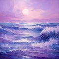 Lavender Symbolism Seascape Abstract Oil Painting Royalty Free Stock Photo