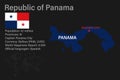 Highly detailed Panama map with flag, capital and small map of the world