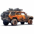 Highly Detailed Post-apocalyptic Vehicle Illustration With Accessories