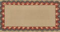 Intricate Beige Fabric Texture with Wavy Teal and Red Retro Frame