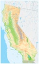 Highly Detailed Physical Map of California. No text Royalty Free Stock Photo