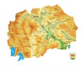 North Macedonia highly detailed physical map