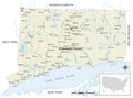 Highly detailed physical map of the US state of Connecticut