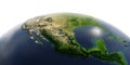 Detailed Earth on white background. Mexico