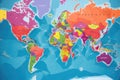 Highly detailed political map of the world with country borders, roads and railways, Colored world map featuring political maps, Royalty Free Stock Photo