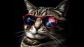 A highly detailed portrait of a cat wearing a pair of sunglasses. Generative AI