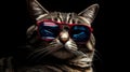 A highly detailed portrait of a cat wearing a pair of sunglasses. Generative AI