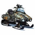 Highly Detailed Post-apocalyptic Snowmobile Illustration For Borderlands 2