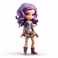 Highly Detailed Purple-haired Cartoon Girl Figurine
