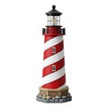 A red and white striped lighthouse model on transparent background Royalty Free Stock Photo
