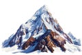 A highly detailed and realistic mountain peak with snow-covered summits, isolated on a white background Royalty Free Stock Photo
