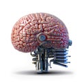 Isolated Robotic Brain with Engine Components in white background