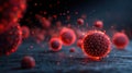 highly detailed rendering of glowing red virus particles on a dark, microscopic surface. Royalty Free Stock Photo